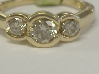 Vintage 14 K Gold 1.  00 Ct 3 Chocolate Diamonds Engagement Ring Size 7 - 7.  25