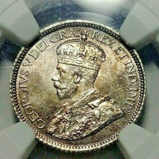 1913 Canada Silver 10 Cents Sl Ngc Ms - 65 Rare