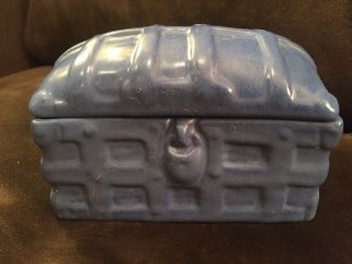 Rare Vintage Catalina Pottery Ca Blue Glazed Treasure Pirate Box W/ Lid