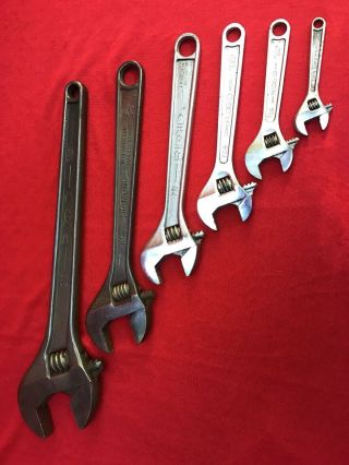 Vintage Adjustable Wrenches Set Of 6 Ridgid Diamond Proto 15” - 12” - 10” - 8” - 6” - 4”