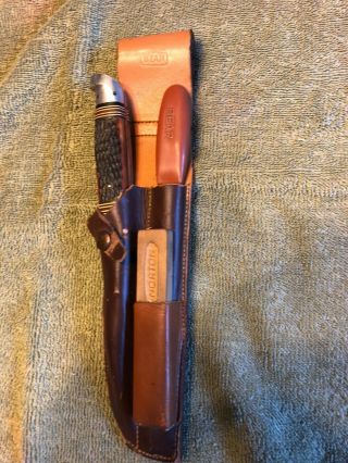 Vintage Fred Bear Knife Sheath - File - Stone - Western Knife - Archery - Recurve 10