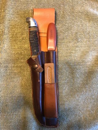 Vintage Fred Bear Knife Sheath - File - Stone - Western Knife - Archery - Recurve