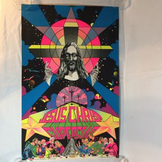 Jesus Christ Superstar Blacklight Psychedelic Poster 1971 • Vintage
