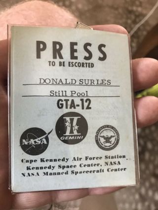Vintage Nasa Kennedy Space Center Press Pass For Gemini Mission Space Flight