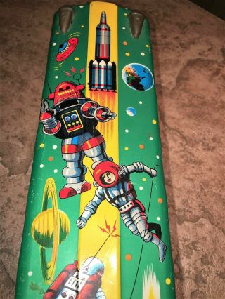 RARE Vintage Tin Litho Toy SPACE BUS Made in Japan 1960 ' s Robots Spacemen 2