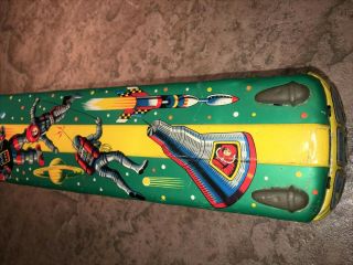 RARE Vintage Tin Litho Toy SPACE BUS Made in Japan 1960 ' s Robots Spacemen 3