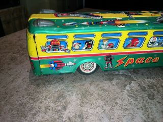 RARE Vintage Tin Litho Toy SPACE BUS Made in Japan 1960 ' s Robots Spacemen 6