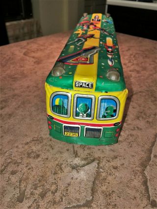 RARE Vintage Tin Litho Toy SPACE BUS Made in Japan 1960 ' s Robots Spacemen 7