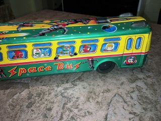 RARE Vintage Tin Litho Toy SPACE BUS Made in Japan 1960 ' s Robots Spacemen 9