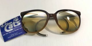 Vintage B&l Ray Ban Ombre Brown Cats Sunglasses W/ Ambermatic Mirror Lenses