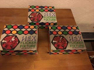 3 Vintage Hex Flicker Fixture Use With Tovi Flame Candle Neon Bulb Box