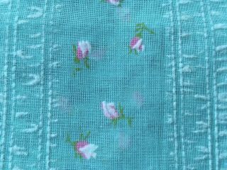 Vtg Flocked Semi Sheer Baby Blue Fabric 6 Yards x 44 Floral Petite Roses Buds 5