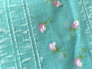 Vtg Flocked Semi Sheer Baby Blue Fabric 6 Yards x 44 Floral Petite Roses Buds 7