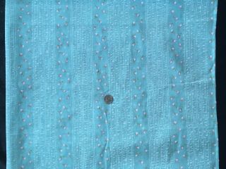 Vtg Flocked Semi Sheer Baby Blue Fabric 6 Yards x 44 Floral Petite Roses Buds 9