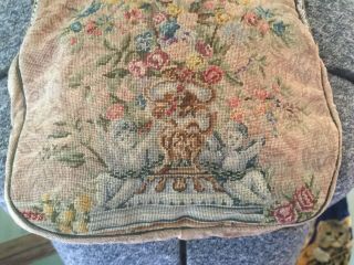 Antique Tapestry purse evening bag with Cherubs Floral & Faux Pearls In Frame 2