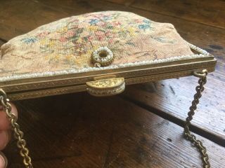 Antique Tapestry purse evening bag with Cherubs Floral & Faux Pearls In Frame 7