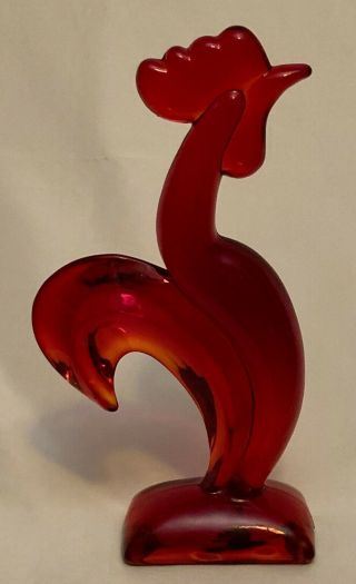 Vintage Viking Art Glass Epic Ruby Red Kellogg Rooster Rare