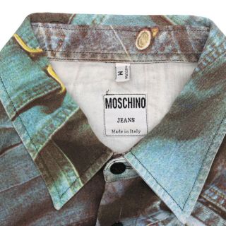 Mens Moschino Jeans Shirt Long Sleeved Full Denim Print Vintage Size M 3