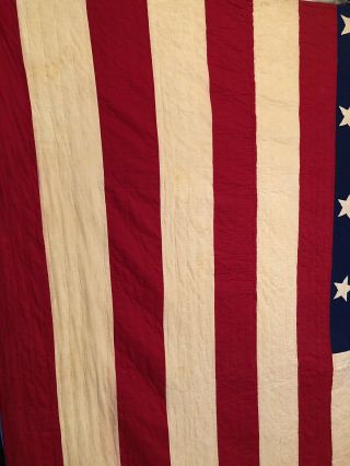 Rare Large Vintage American Flag Quilt w/ 28 Stars 2