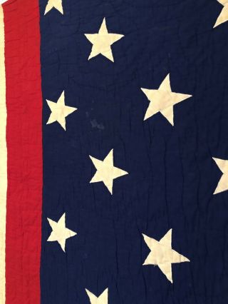 Rare Large Vintage American Flag Quilt w/ 28 Stars 8
