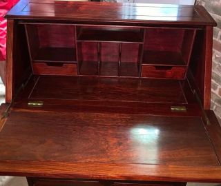 Antique 1940s Red Rose Wood Secretary Desk 3