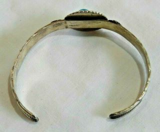 Vintage Native American Navajo Sterling Silver & Turquoise Cuff Bracelet 5