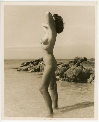 Vintage 1950s Fine Art Nude Florida Shore Bunny Yeager Photograph Hand Signed 2
