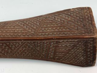 Antique South Pacific Tongan or Caledonian Intricately Carved Wood War Club 7