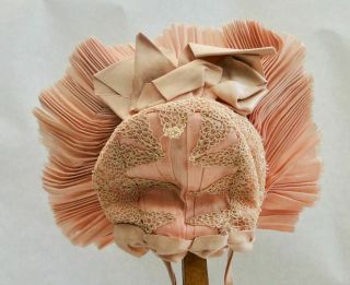 Pink Satin Antique Doll Hat French Jumeaux,  Bru,  Steiner.