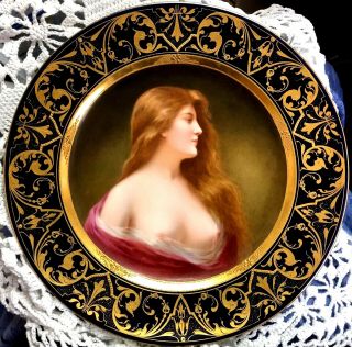 Antique Royal Vienna Beehive Odaliske Asti Nude Portrait Plate Signed Circa 1900