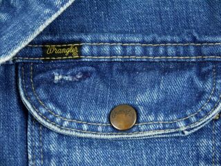VINTAGE 60s 70s WRANGLER SELVEDGE denim blue jean jacket USA mens 40 type 2 3