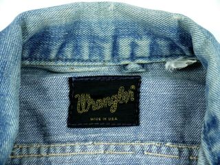 VINTAGE 60s 70s WRANGLER SELVEDGE denim blue jean jacket USA mens 40 type 2 5