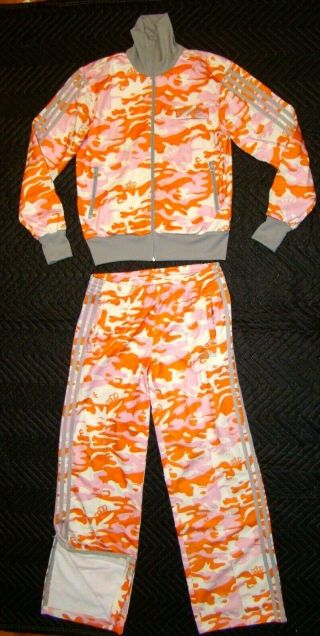 Vtg Adidas Missy Elliott Pink Orange Camo Track Suit Jogging Jacket Pants M S