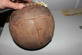 Antique Vintage OLD Authentic Leather Soccer Ball RARE Sports 4