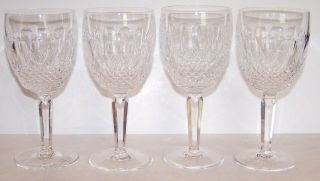 Stunning Vintage Set Of 4 Waterford Crystal Colleen Tall Stem 7 " Water Goblets