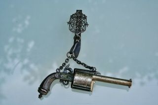 Antique Pistol Form Sewing Kit,  Necessaire,  With Perfume Bottle,  Chatelaine 19.  c 2