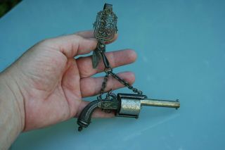 Antique Pistol Form Sewing Kit,  Necessaire,  With Perfume Bottle,  Chatelaine 19.  c 3