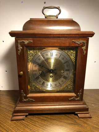 Vintage Hamilton Walnut 8 Day Mantle Clock With Key Chimes