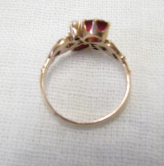 Antique Victorian Solid Gold Seed Pearl & Red Stone Ring Sz 6.  75 7