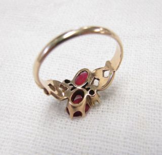 Antique Victorian Solid Gold Seed Pearl & Red Stone Ring Sz 6.  75 8