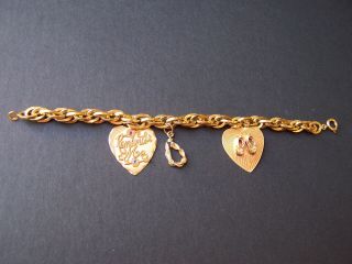 Vintage 14k Yellow Gold Charm Bracelet With Inscribed Charms,  20.  1 Grams.
