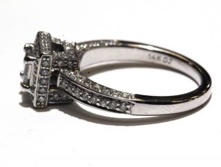 14k white gold 1.  09ct princess diamond halo engagement ring 5.  1g estate vintage 3