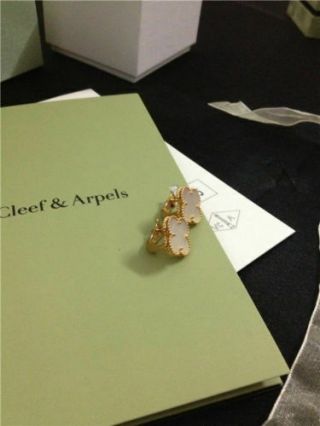 Van Cleef & Arpels Vintage Alhambra 18K Yellow Gold Mother of Pearl Earrings 2