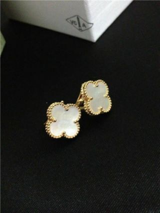 Van Cleef & Arpels Vintage Alhambra 18K Yellow Gold Mother of Pearl Earrings 4