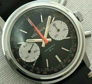Vintage Swiss Helbros Commander Chronograph 7733 Valjoux Movement - All
