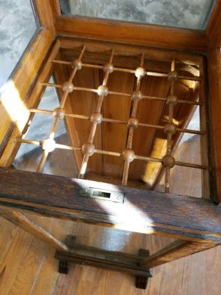 Antique Oak Oscar Onken Co.  Cane & Umbrella Display Case Curved Glass Cabinet 5