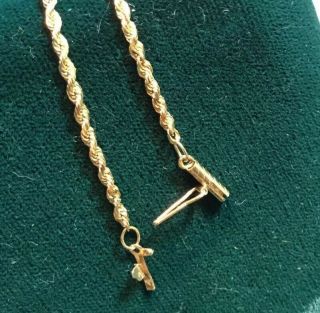 Vintage 14k Solid Yellow Gold Rope Chain 24” Necklace 8.  7 Grams.