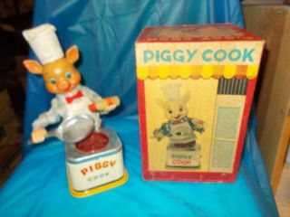 Vintage " Piggy Cook " Battery Operated Toy Made In Japan " Y "