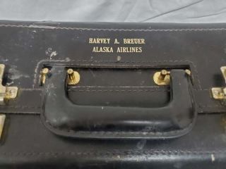 Vintage Alaska Airlines Pilot Flight Bag Suitcase Boeing Black Flight Plans 1980