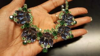 Stunning Vintage Verified Juliana Green And Blue Navette 16 " Choker Necklace